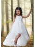 3D Flowers Blossom Tulle Curly Hem Fairy Flower Girl Dress